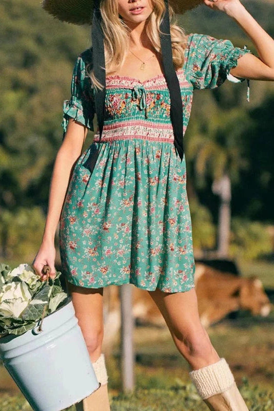 KAVAW - Floral Boho Mini Dress