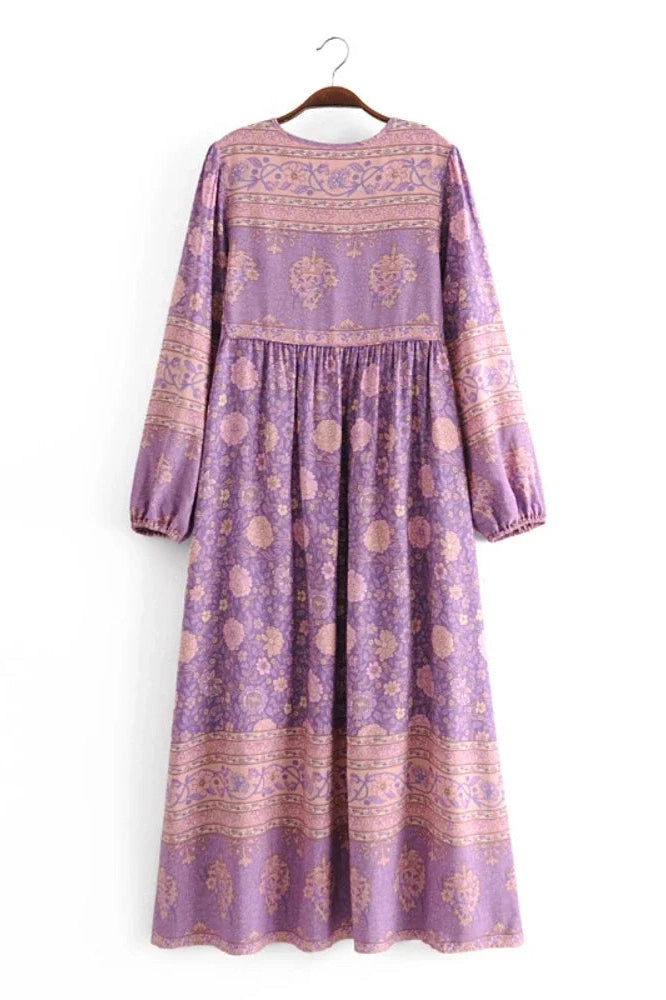 KAVAW - Floral Sash Boho Maxi Dress