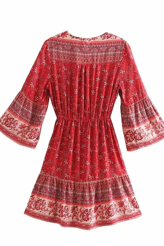 KAVAW - Hippie Floral Tassel Mini Dress