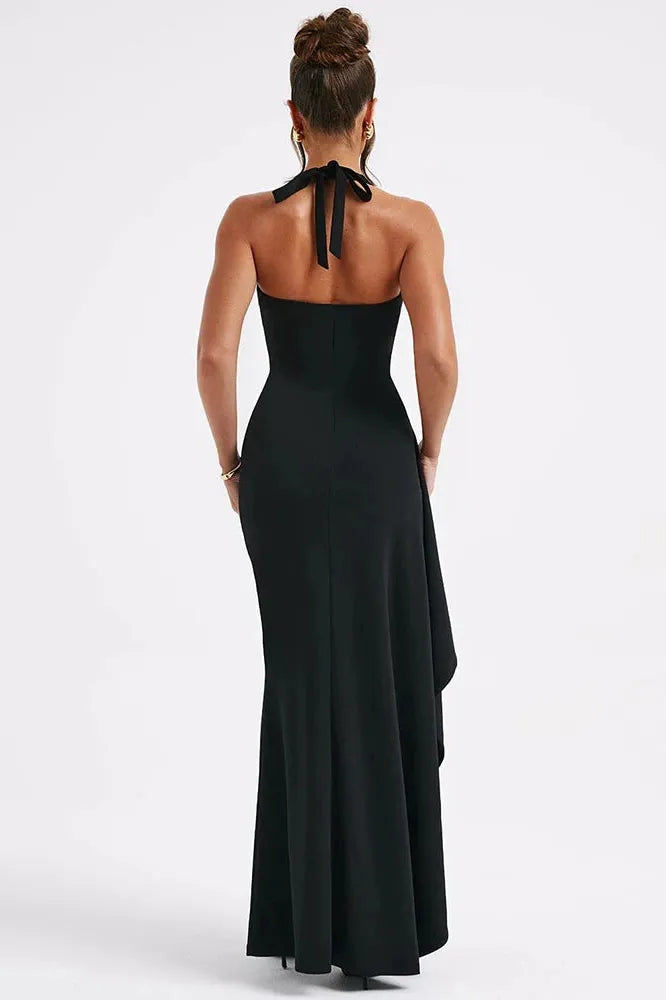 KAVAW - Deep V Neck Thigh High Split Maxi Dress