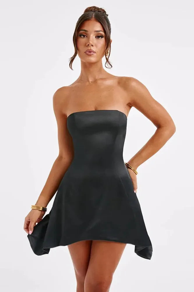 KAVAW - Strapless Bow Backless Mini Dress