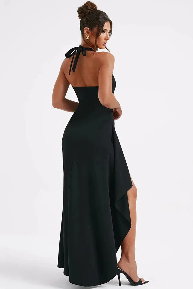 KAVAW - Deep V Neck Thigh High Split Maxi Dress