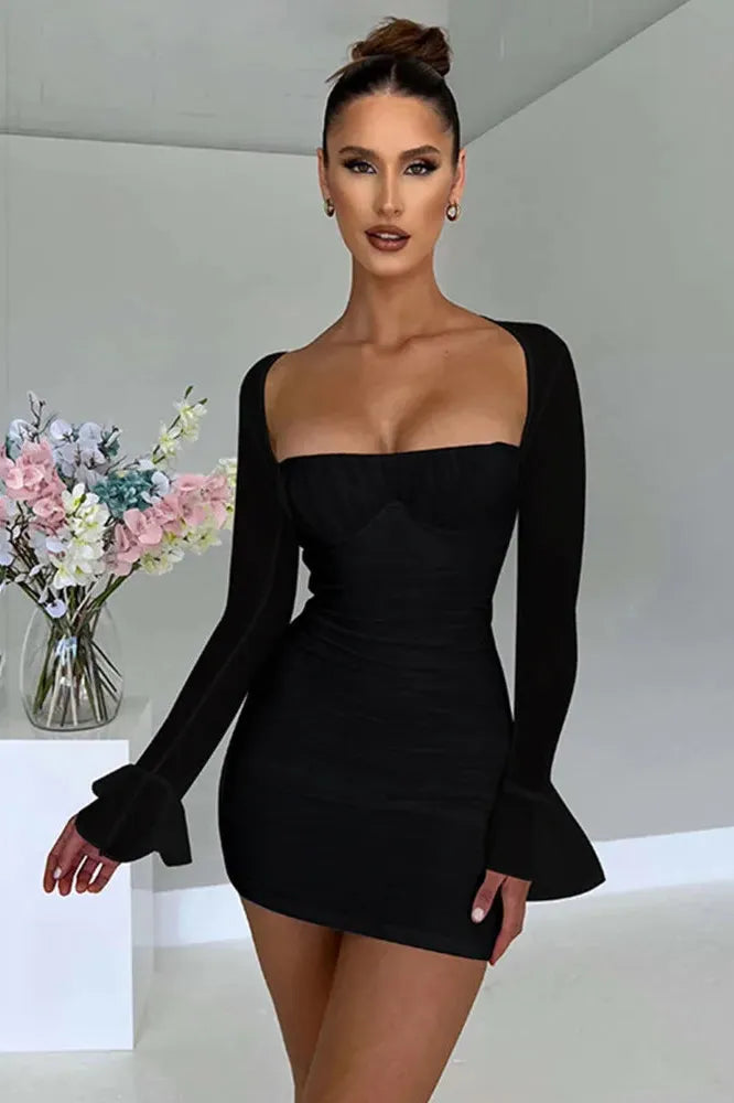 KAVAW - Elegant Backless Mesh Mini Dress