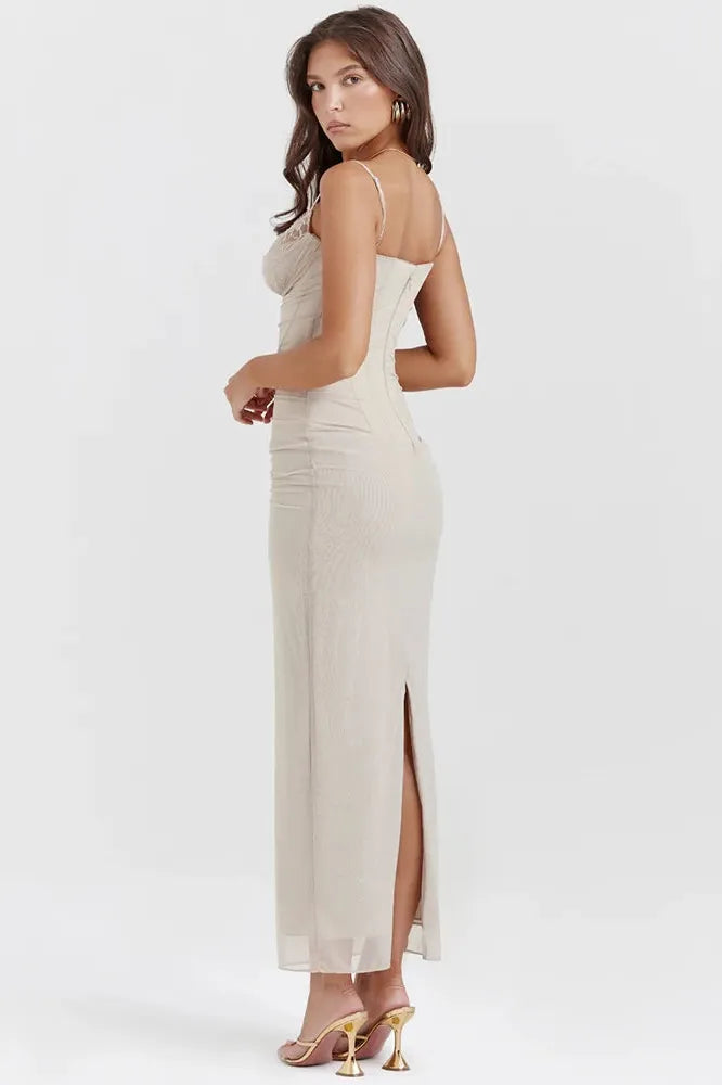 KAVAW - Elegant Mesh Layer Maxi Dress