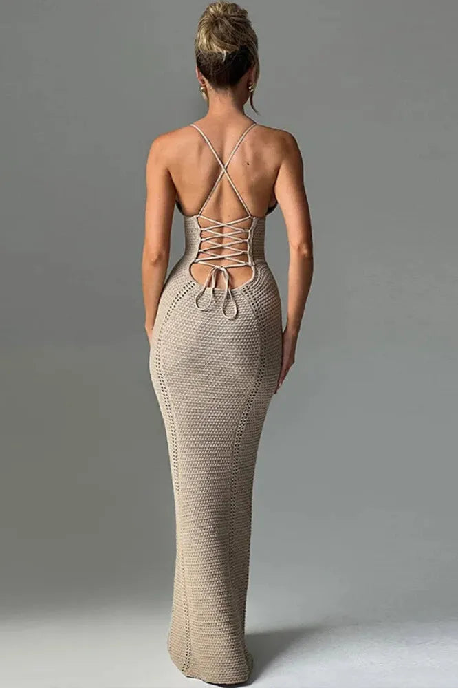 KAVAW - Hollow Out Backless Maxi Dress