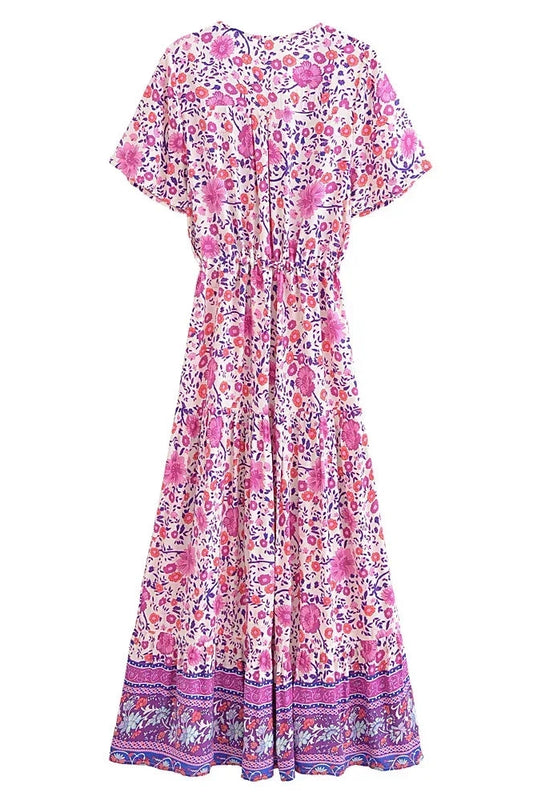 KAVAW - Tassel Ruffle Floral Maxi Dress