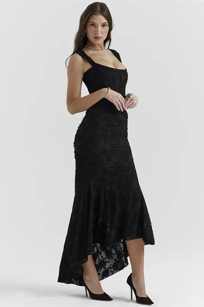 KAVAW - Elegant Backless Pleated Maxi Dress