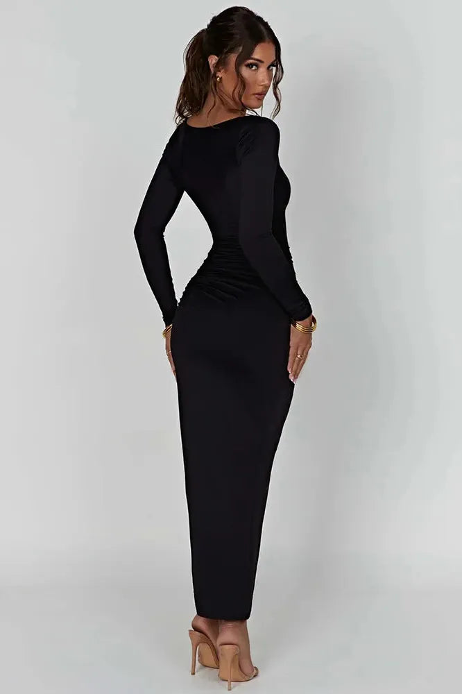 KAVAW - Long Sleeve Ruched Maxi Dress