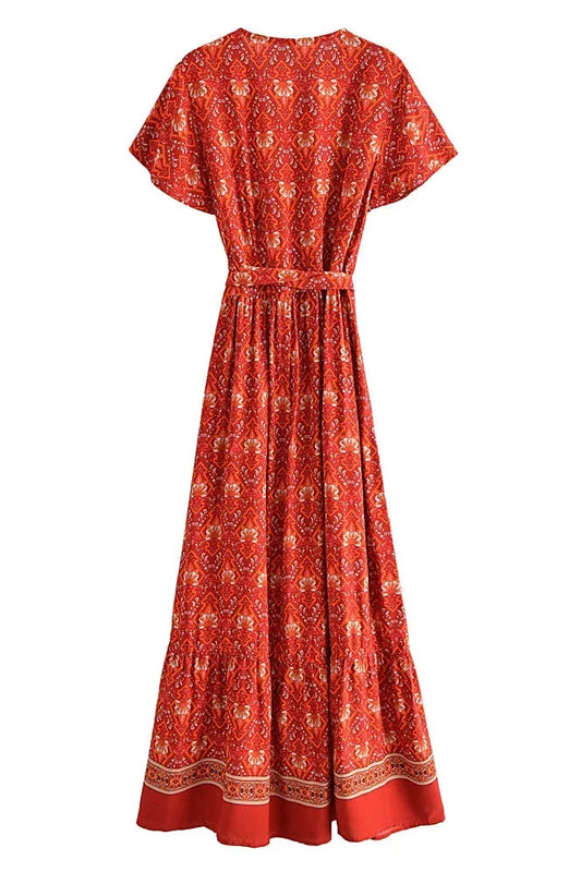 KAVAW - Floral Wrap V-neck Maxi Dress