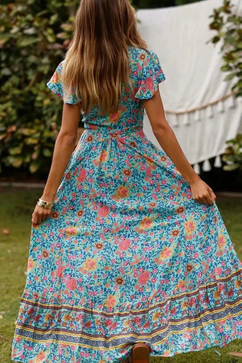 KAVAW - Floral Bat Sleeve Maxi Dress