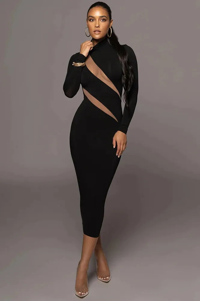 KAVAW - Elegant Long Sleeve Maxi Dress