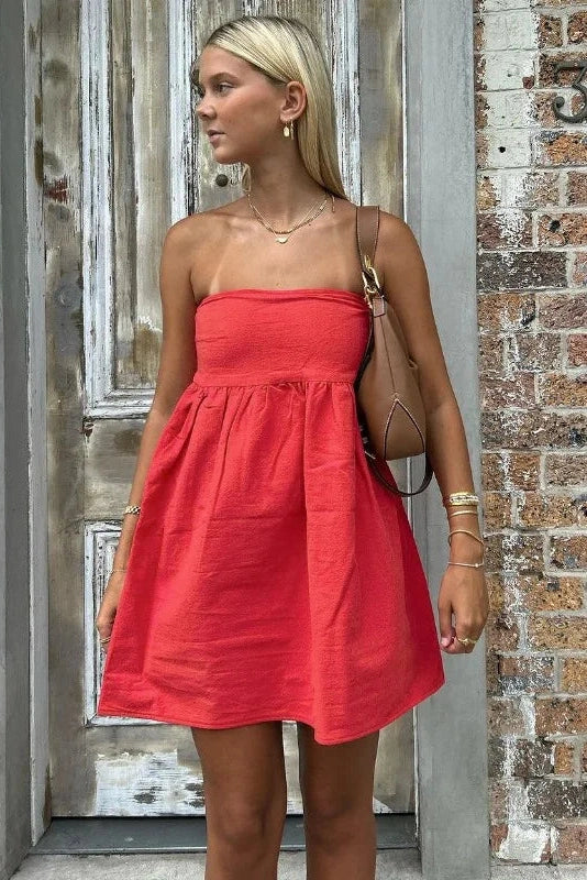 KAVAW - Elegant Strapless Sleeveless Mini Dress