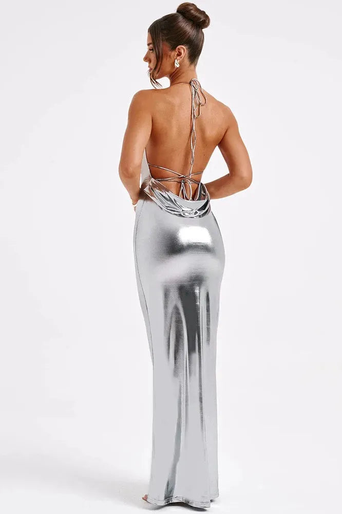 KAVAW - Satin Backless Maxi Dress