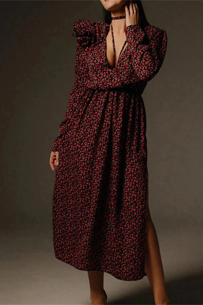 KAVAW - V-Neck Floral Maxi Dress