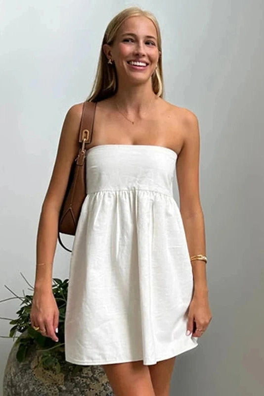 KAVAW - Elegant Strapless Sleeveless Mini Dress