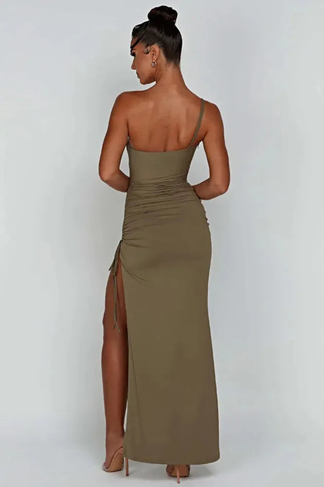 KAVAW - One Shoulder Thigh High Split Maxi Dress