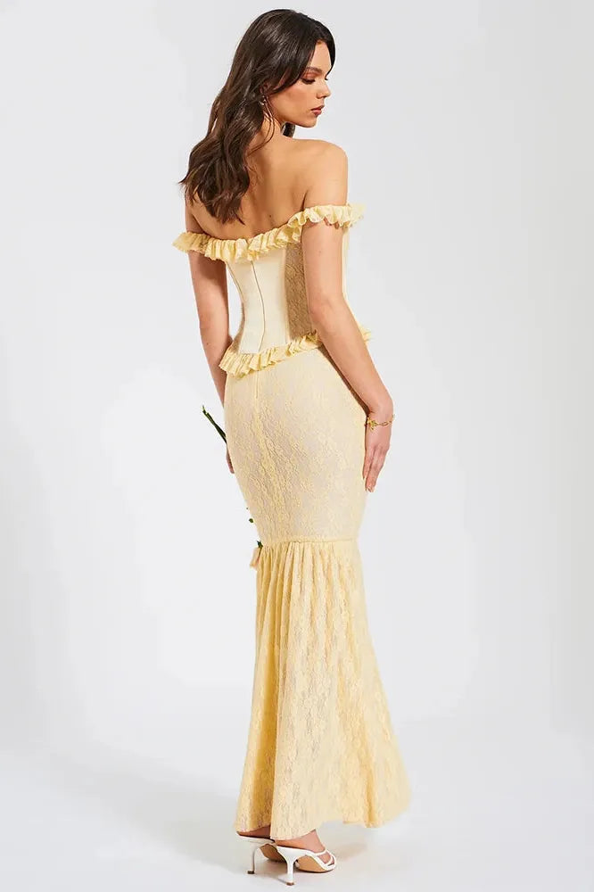 KAVAW - Satin Lace Corset Maxi Dress