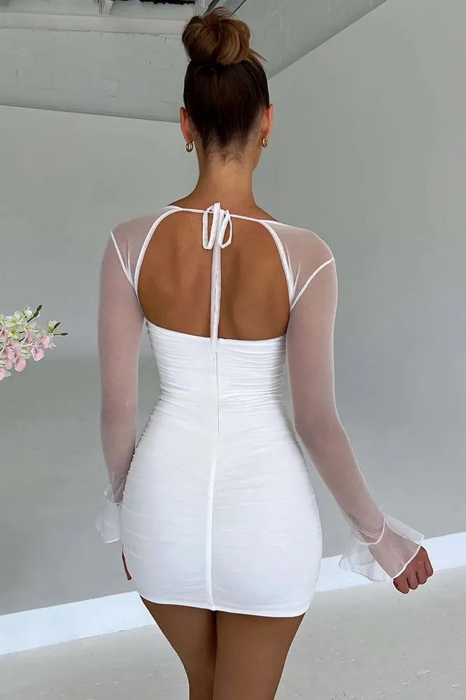 KAVAW - Elegant Backless Mesh Mini Dress