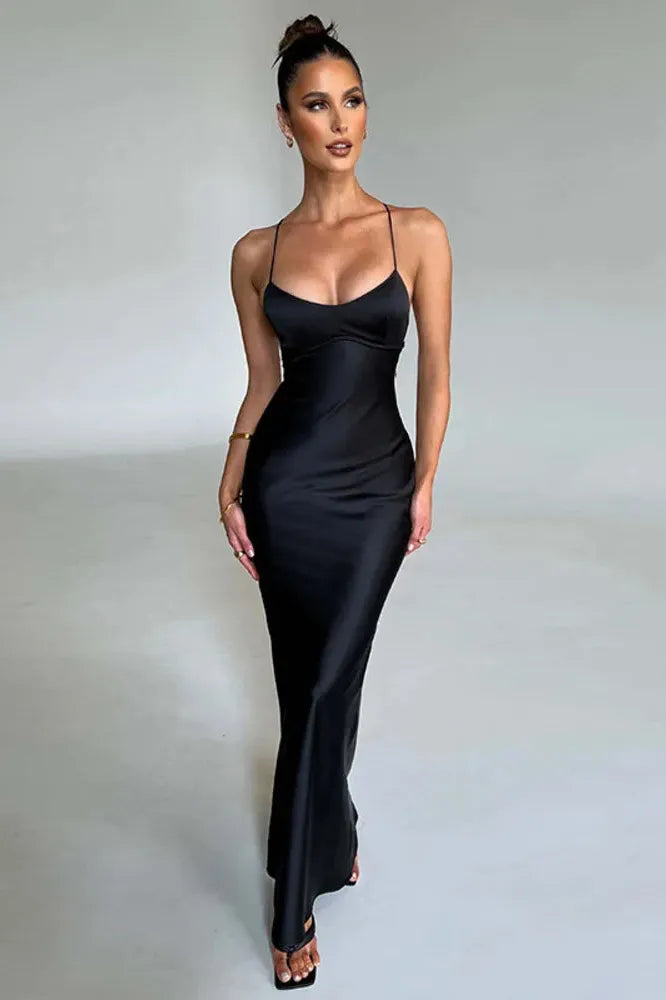 KAVAW - Satin Backless Maxi Dress