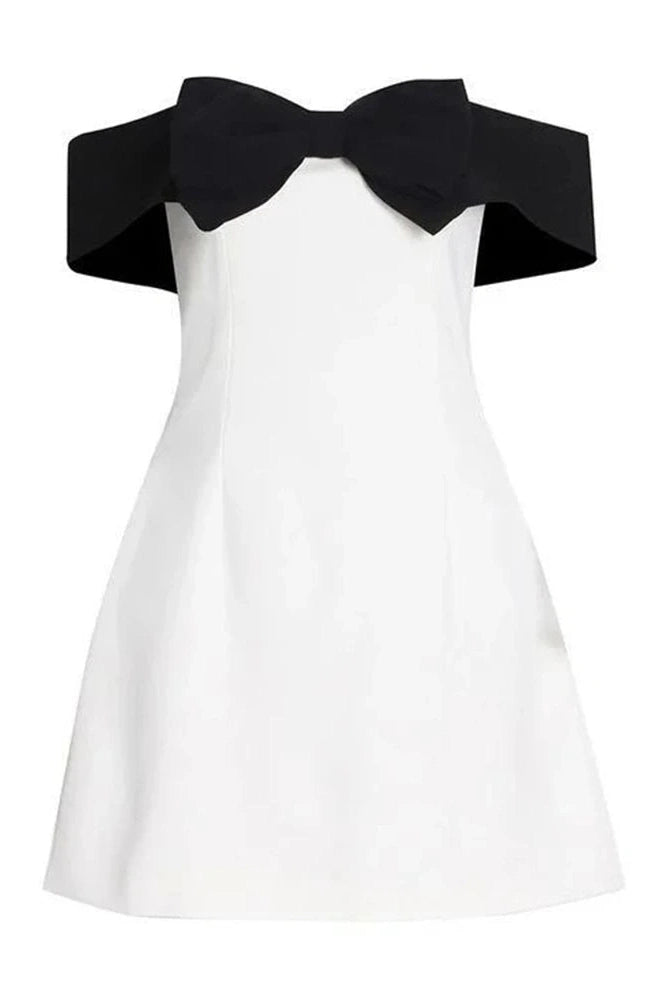 KAVAW - Bow Splice Off-Shoulder Mini Dress