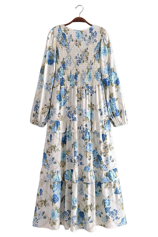 KAVAW - Ethnic Floral V-neck Maxi Dress