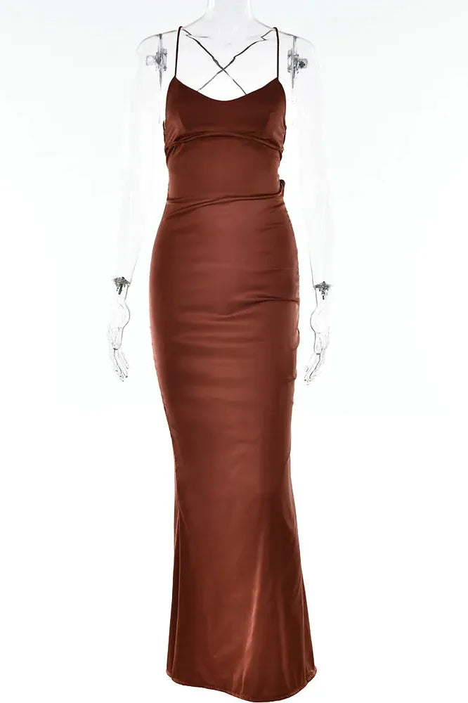 KAVAW - Satin Backless Maxi Dress