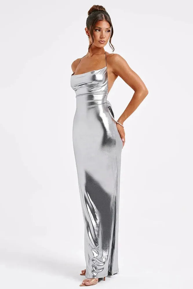 KAVAW - Satin Backless Maxi Dress