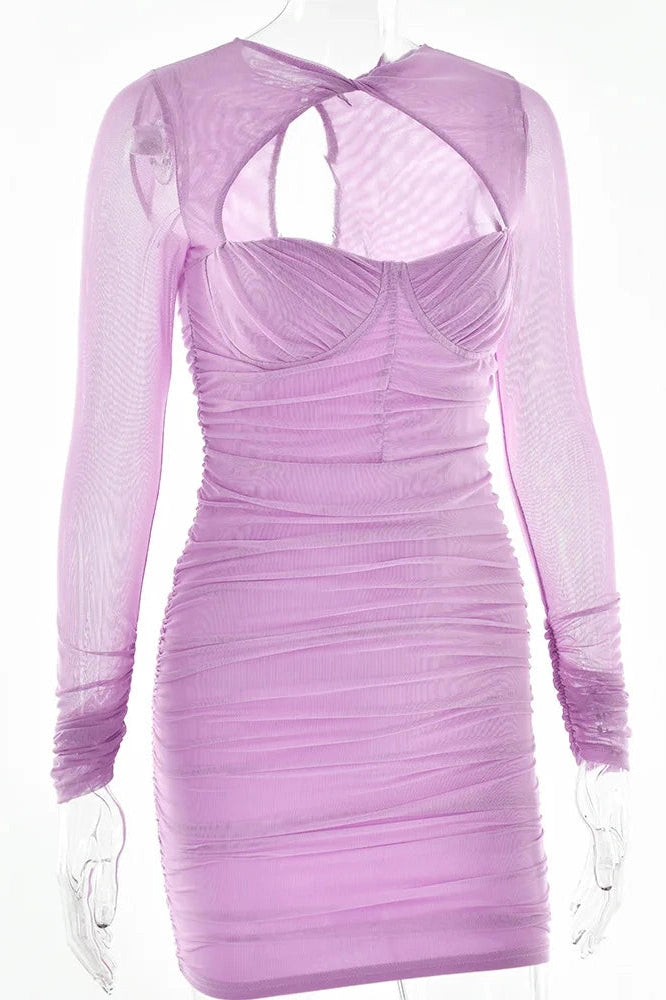 KAVAW - Hollow Out See-Through Mini Dress