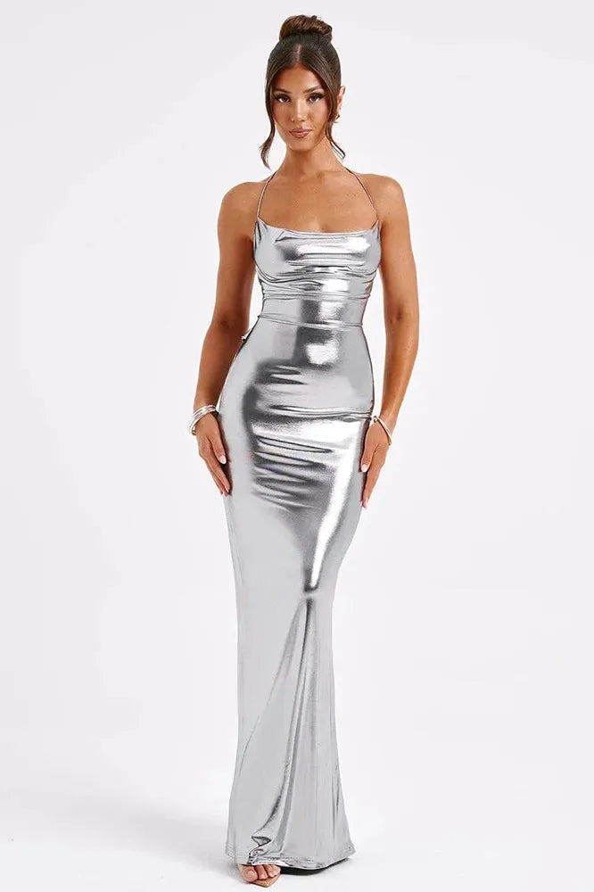 KAVAW - Satin Backless Maxi Dress