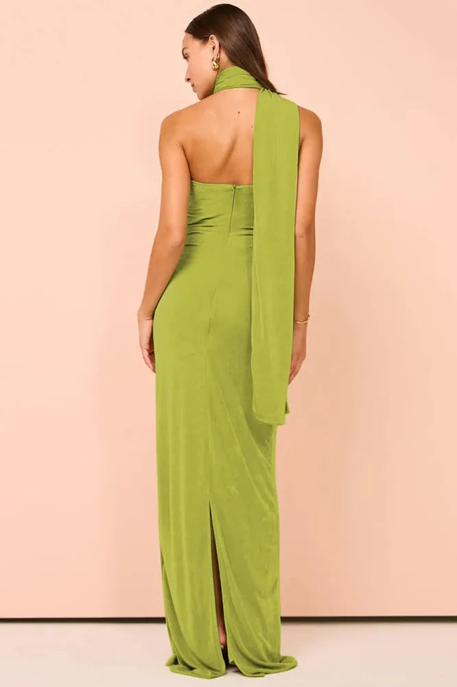 KAVAW - Elegant Halter Backless Maxi Dress