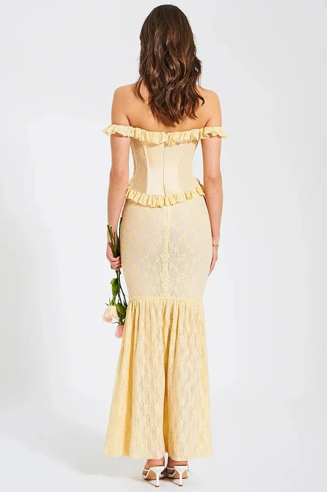 KAVAW - Satin Lace Corset Maxi Dress