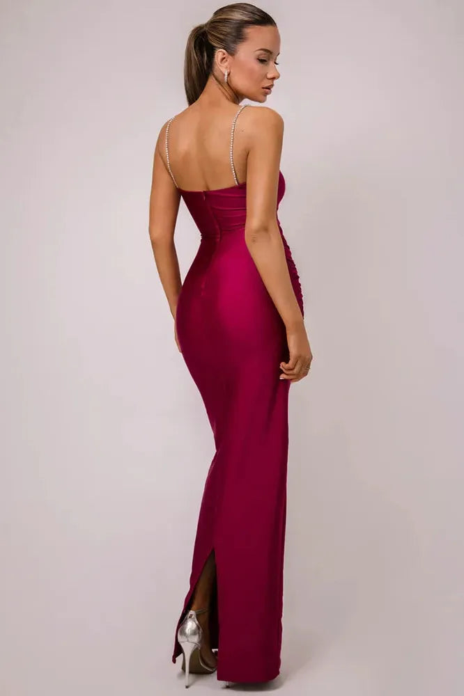 KAVAW - Glitter Spaghetti Strap Maxi Dress