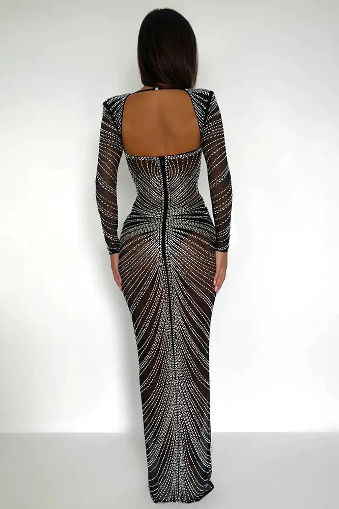 KAVAW - Glitter Mesh Maxi Dress