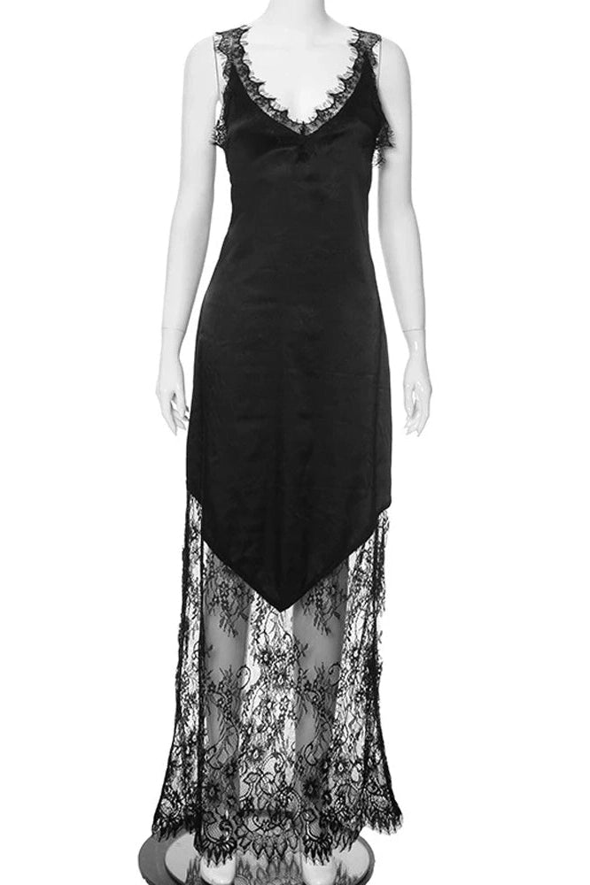 KAVAW - Lace Patchwork See-Through Maxi Dress