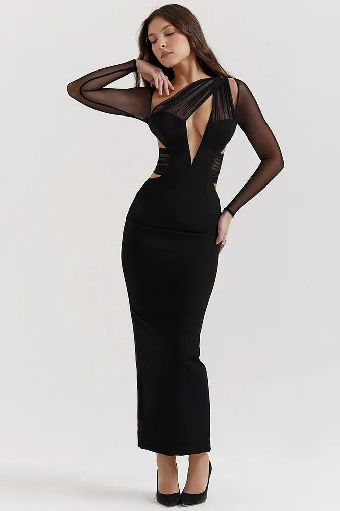 KAVAW - Elegant Hollow Out Maxi Dress