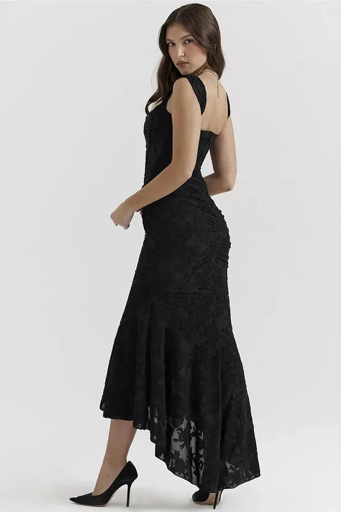 KAVAW - Elegant Backless Pleated Maxi Dress