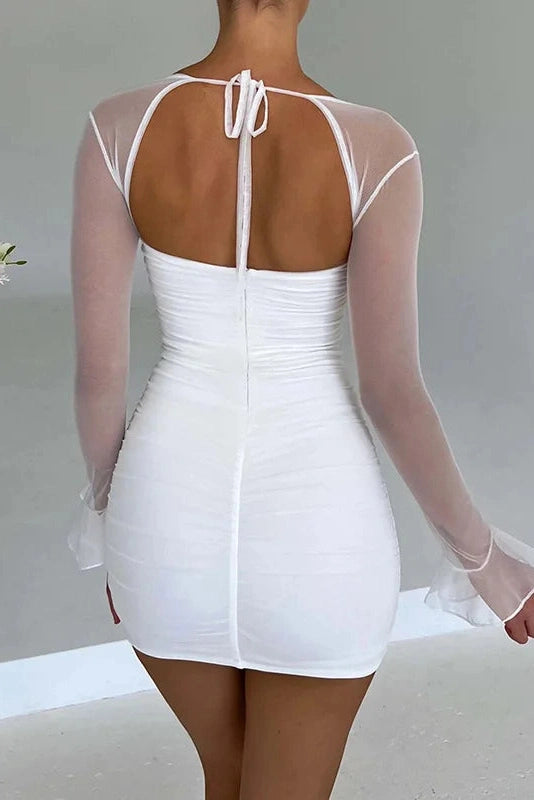 KAVAW - Backless Long-Sleeved Mini Dress