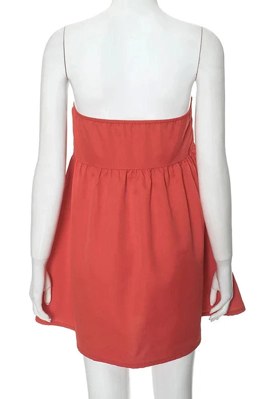 KAVAW - Elegant Strapless Sleeveless Mini Dress