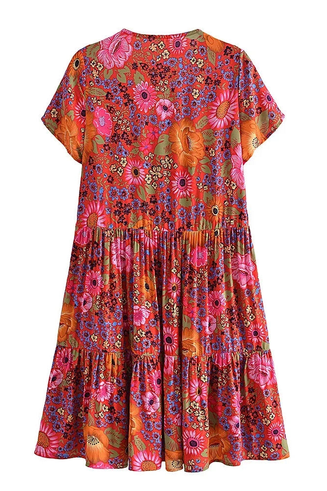 KAVAW - Floral Boho Mini Dress